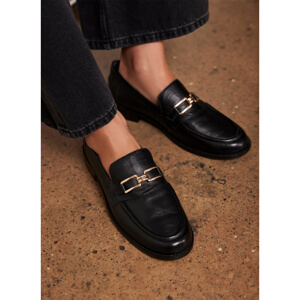 Mint Velvet Black Leather Classic Loafers